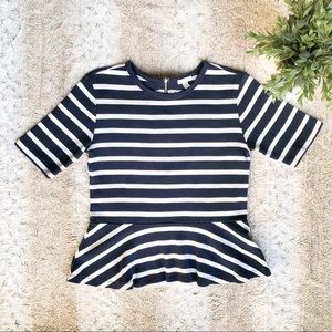 GAP Navy White Striped Peplum Top | M Size